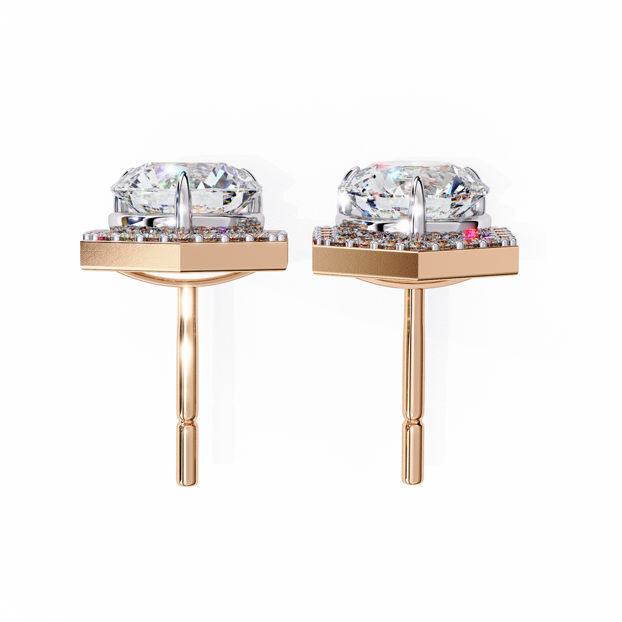 Solitairekart 2.1ct Hexagonal Halo Natural Diamond Stud Earrings-H Color, VS1 Clarity3
